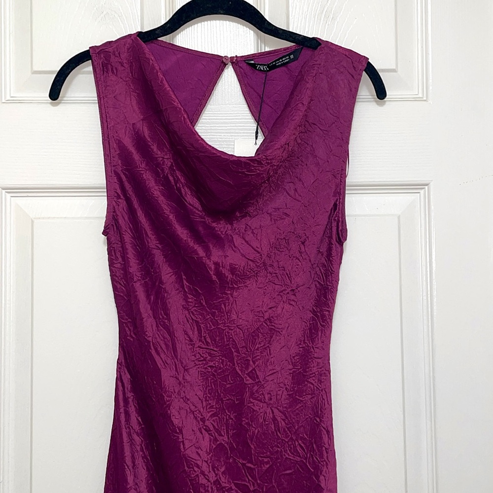 NWT Zara Satin Effect Open Back Dress - Picture 9 of 13
